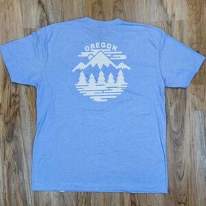 🔹️NWT Little Bay Root Light Blue "Oregon" Mountain Range Shirt Unisex XLarge